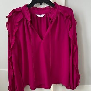 Amanda Uprichard Fuchsia Ruffle Blouse
